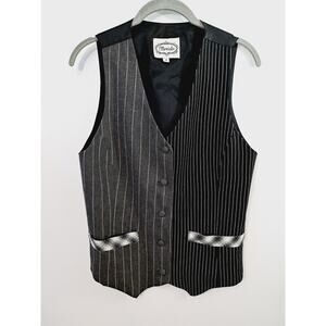 Mevisto Vintage Women's Gray Black Stripe Button-up Vest In Size 6